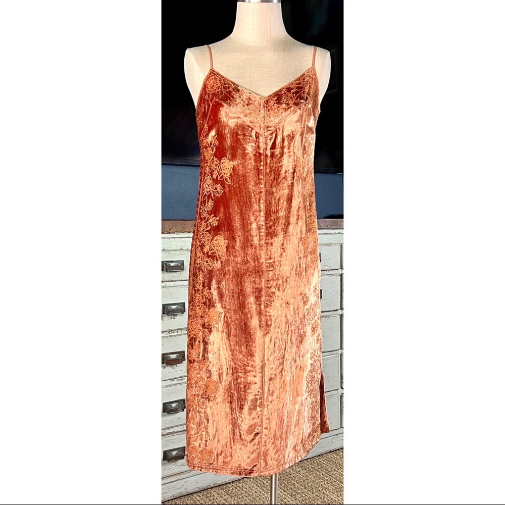 Anthropologie Lucie Embroidered Slip Velvet Dress NWOT New 2